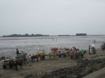 Alibaug Beach with Kolaba Fort in the&nbsp;distance